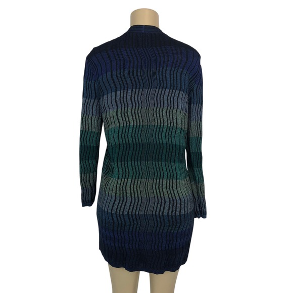 Chico's Multicolor Ombre Ribbed Wave Knit Open Front Cardigan Sweater Size M - Picture 5 of 14